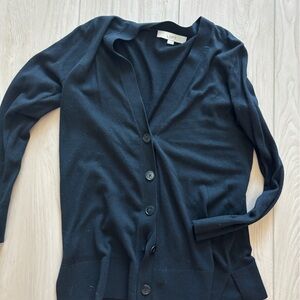 LOFT Black V-Neck Button Cardigan